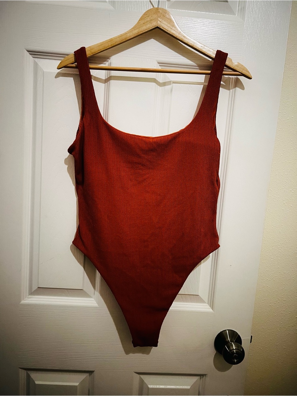Vitamin A Ribbed One-Piece Swimsuit in Rust